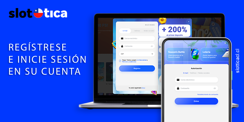 Accede al sitio o app de Slottica, regístrate e inicia sesión