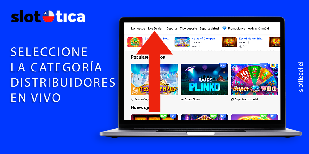 Ve a Distribuidores en vivo en el menú y explora el casino