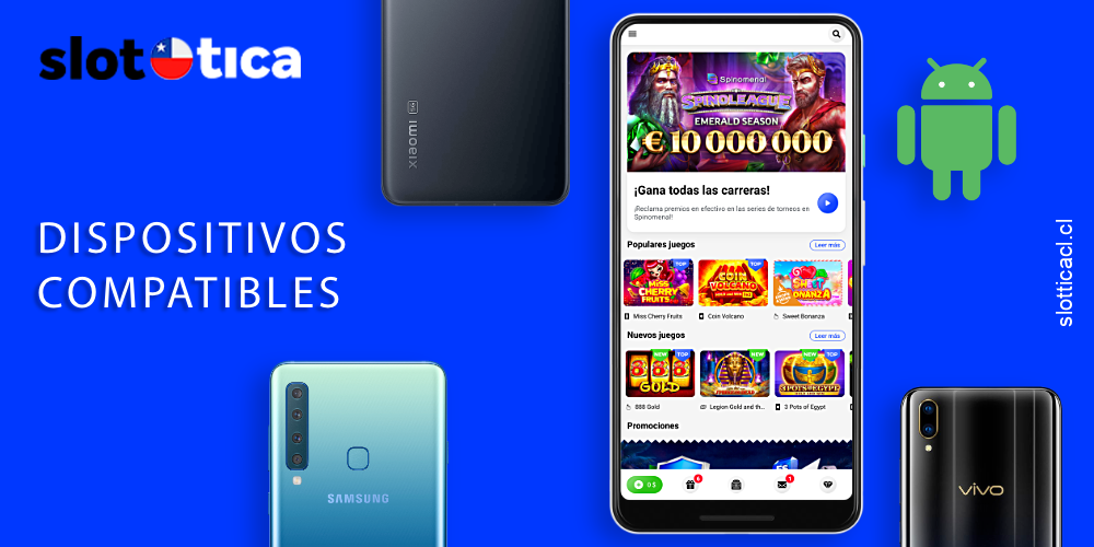 Dispositivos Android compatibles con la aplicación Slottica