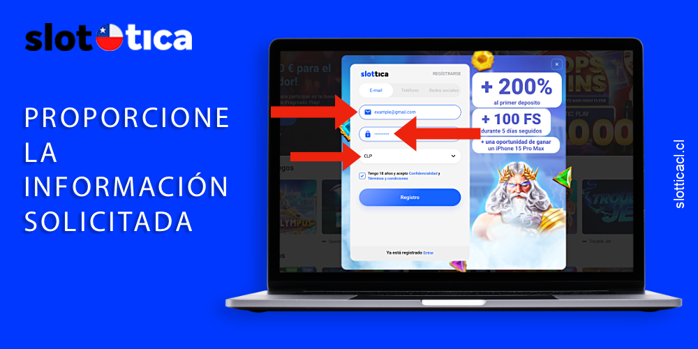Al crear una cuenta en Slottica, debe proporcionar la información solicitada