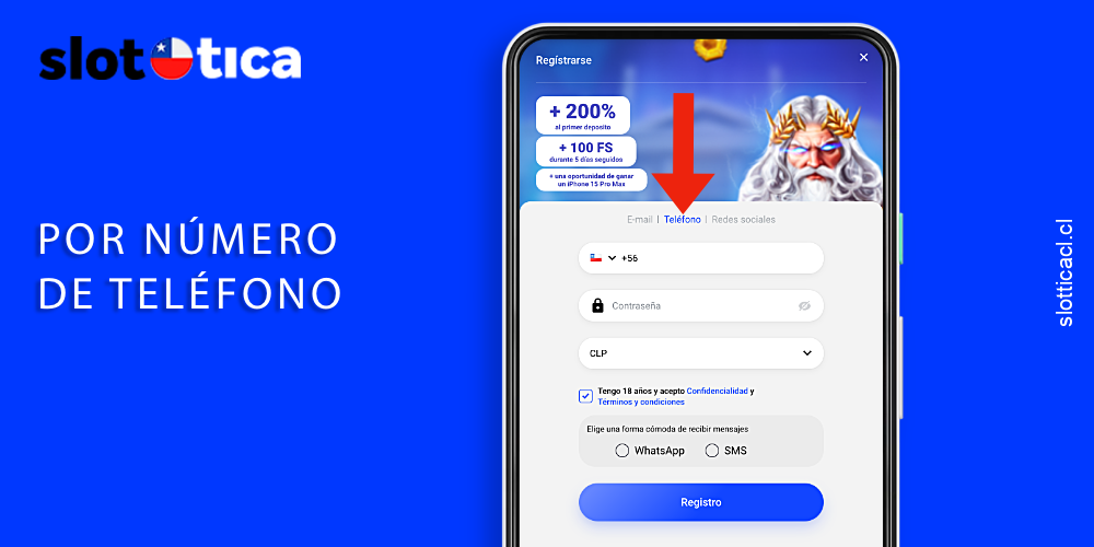 Registro en Slottica Chile por número de teléfono