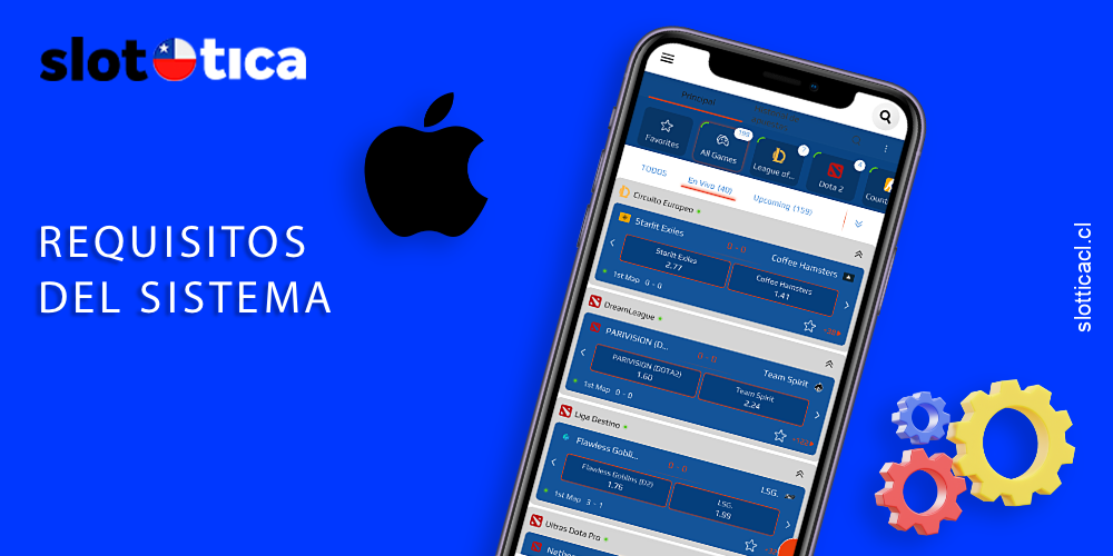 Requisitos del sistema de la aplicación Slottica para iOS
