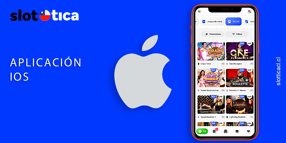 Aplicación móvil Slottica para iOS